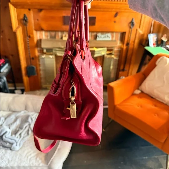 Yves Saint Laurent Bold Red Satchel - Picture 3 of 9